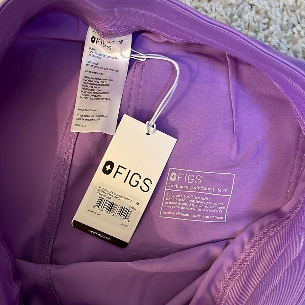 Figs High Waisted Livingston Pants in Lilac Dawn NWT - Picture 5 of 11